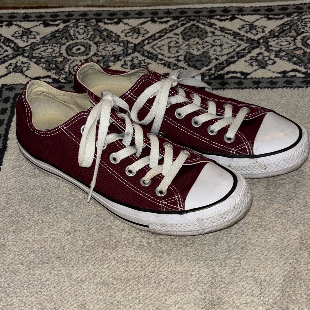 Converse Maroon and White Sneakers